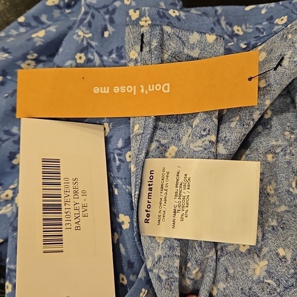 💕REFORMATION💕 Baxley Dress ~ Sweetheart Neckline Eve Blue Floral Print 10 NWT - Picture 15 of 16